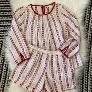 Chelsea and Violet red & cream linen pajama set